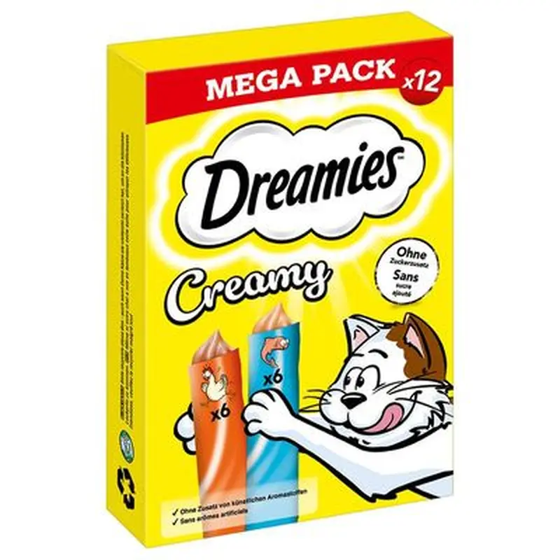 Dreamies Creamy Snacks with Chicken & Salmon - 12 x 10g