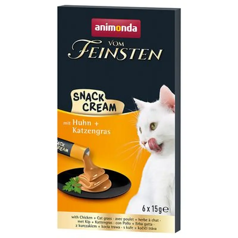 animonda Vom Feinsten Adult Snack Cream - Chicken & Cat Grass (6 x 15g)