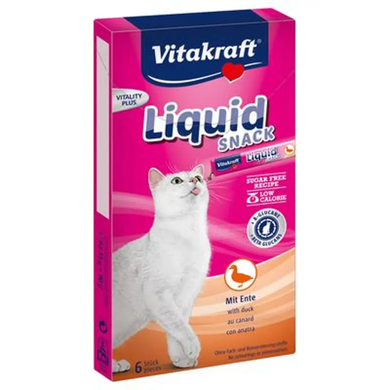Vitakraft Cat Liquid-Snack Duck & -Glucans - 6 x 15g