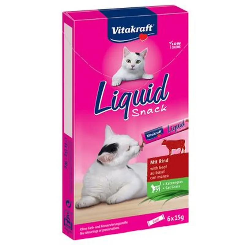 Vitakraft Cat Liquid-Snack Beef & Inulin - 6 x 15g