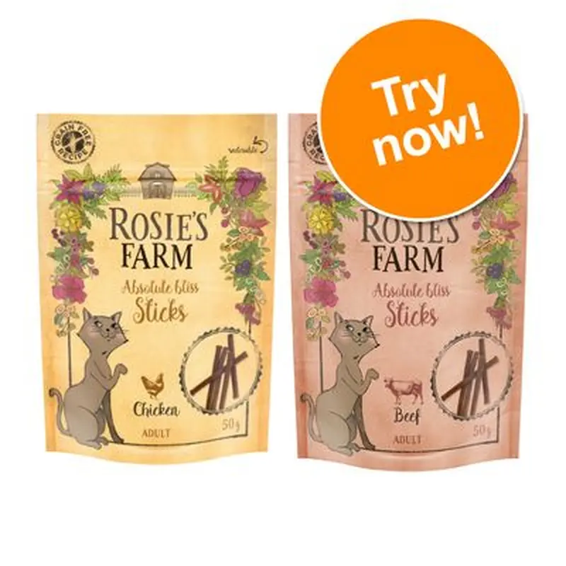 Rosie's Farm Cat Snack Mixed Trial Pack - 2 x 50g "Sticks" (Chicken, Beef)