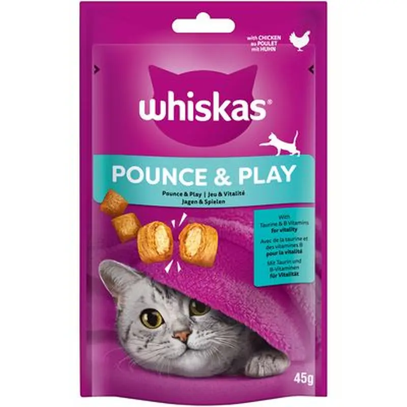 Whiskas Pounce & Play Snacks - Saver Pack: Chicken (8 x 45g)