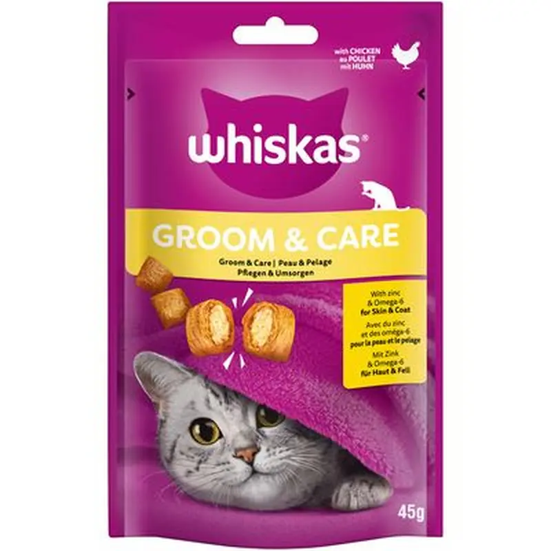 Whiskas Snacks Groom & Care - Saver Pack: Chicken (8 x 45g)