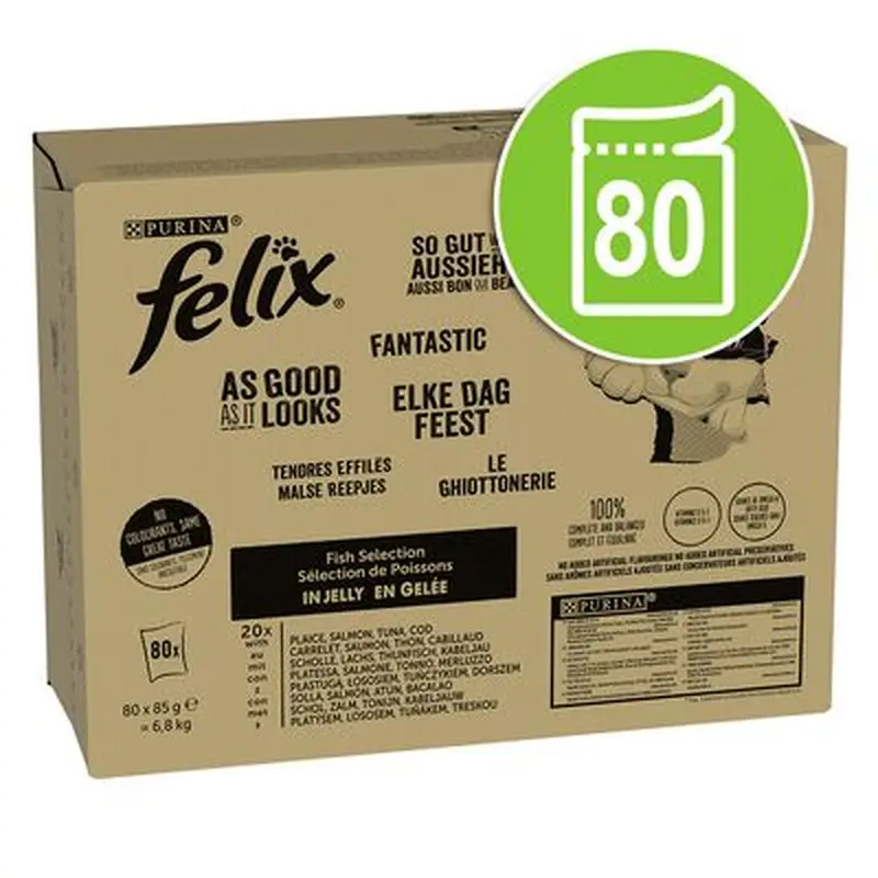 Felix As Good As It Looks Jumbo Pack 80 x 85g - Beef, Chicken, Duck & Lamb
