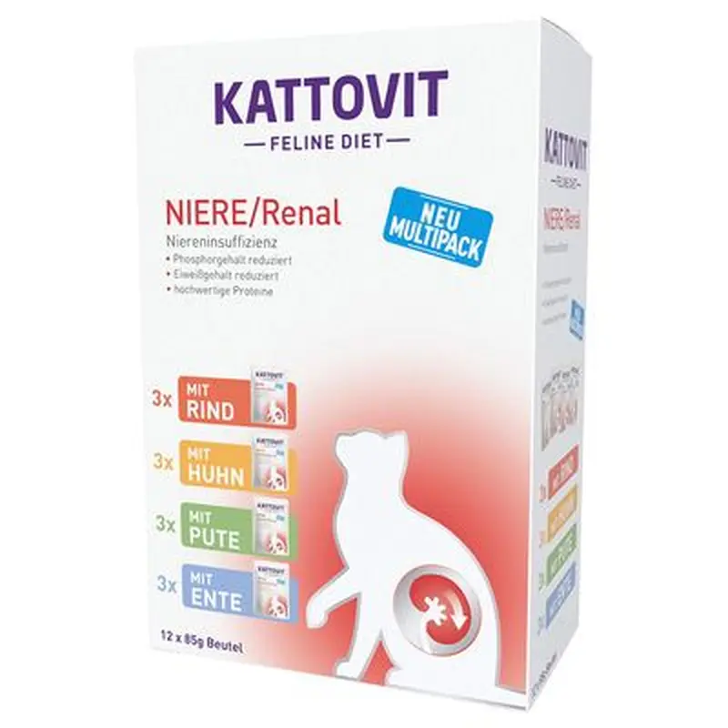 Kattovit Kidney/Renal Pouches Mixed Pack - 12 x 85g