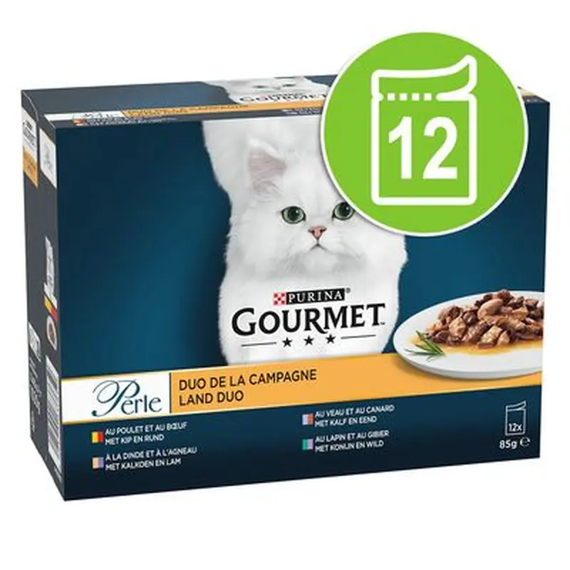 Gourmet Perle Pouches Mixed Pack 12 x 85g - Delicate Fillets with Gravy