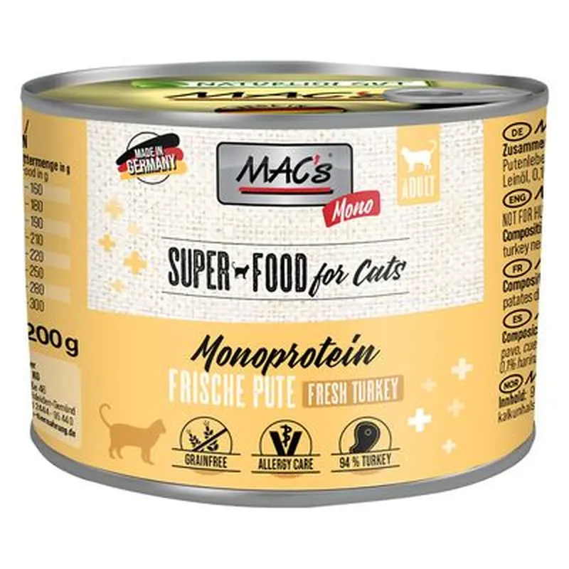 MAC's Cat Mono Sensitive 6 x 200g - Turkey