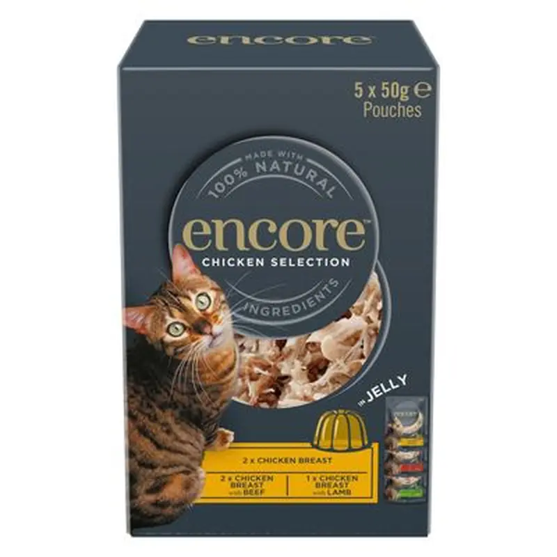 Encore Cat Jelly Pouch Multipack 5 x 50g - Chicken Selection 2 (3 Varieties)