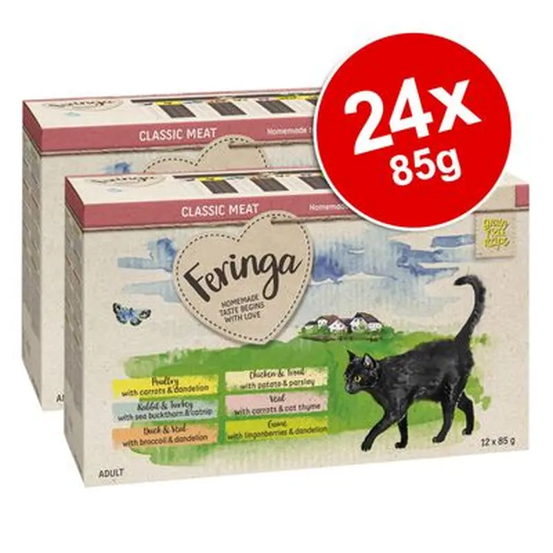 Feringa Classic Meat Menu Pouches Saver Pack 24 x 85g - Duck & Veal with Broccoli