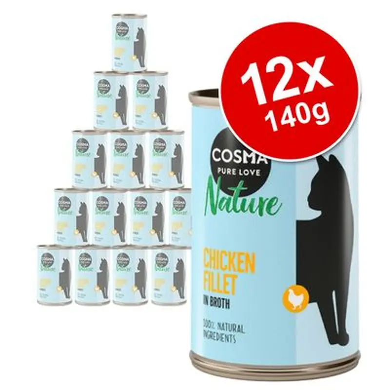 Cosma Nature Saver Pack 12 x 140g - Chicken with Chicken Ham