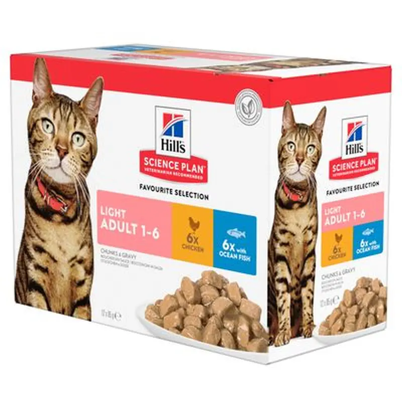 Hill's Science Plan Adult Light Pouches - Chicken & Fish Selection (48 x 85g)