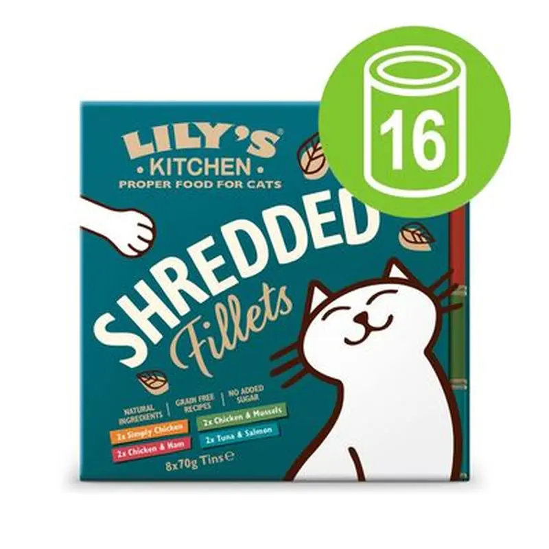 Lily's Kitchen Shredded Fillets for Cats Saver Pack 16 x 70g - Mixed Pack (4 Varieties)