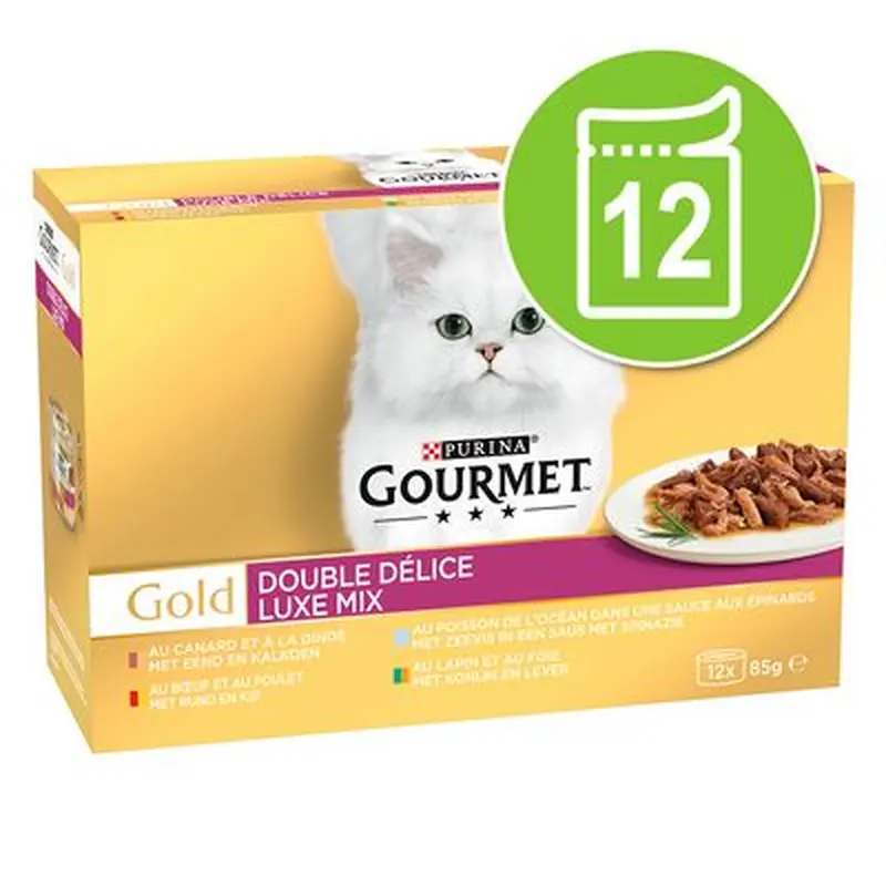 Gourmet Gold Double Delicacies 12 x 85g - Beef & Chicken