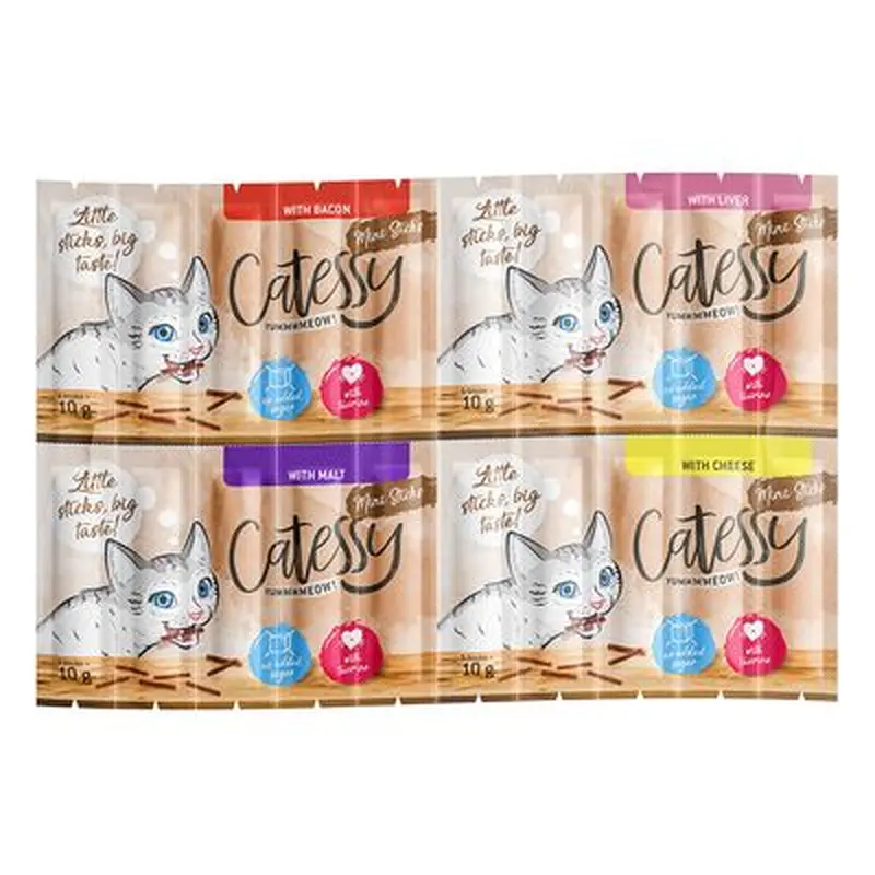 Catessy Mini-Sticks Mixed Pack 2 - Saver Pack: 100 x 2g (Bacon, Liver, Malt Cheese)