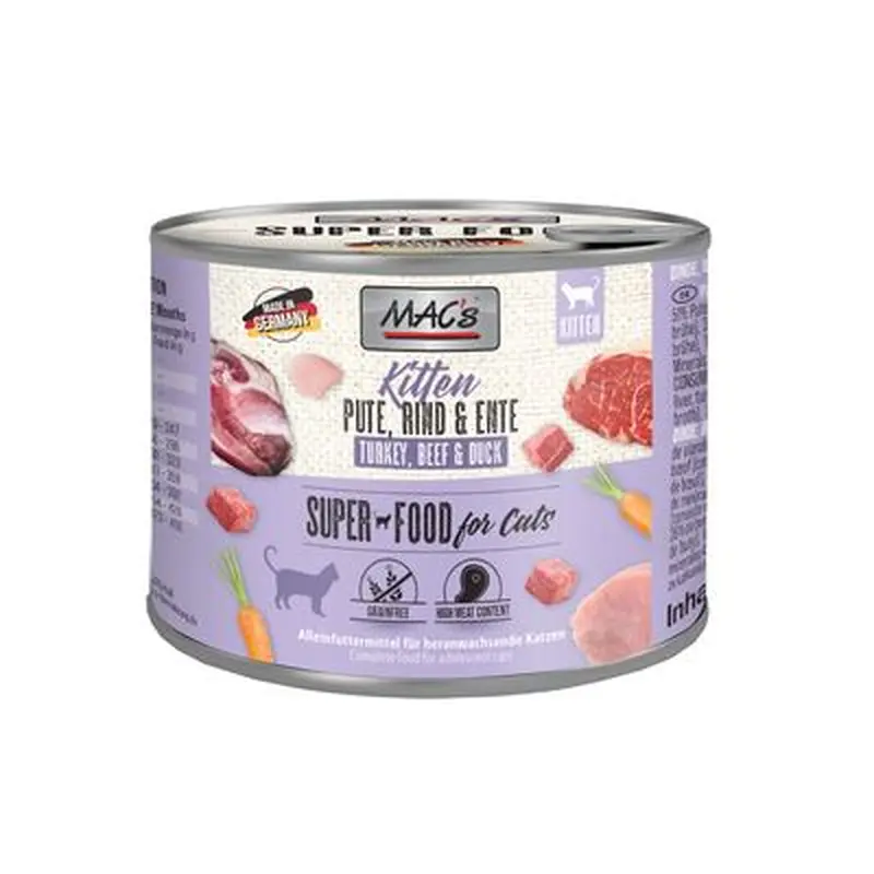 MAC's Cat Kitten 6 x 200 g - Kitten veal & chicken hearts