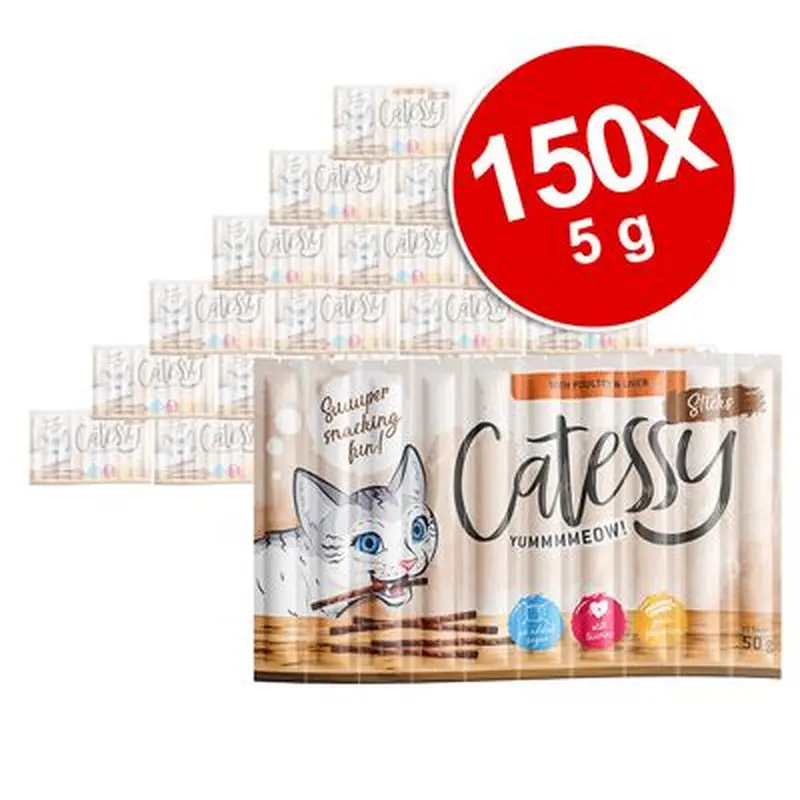 Catessy Sticks Super Saver Pack 150 x 5g - with Salmon & Trout