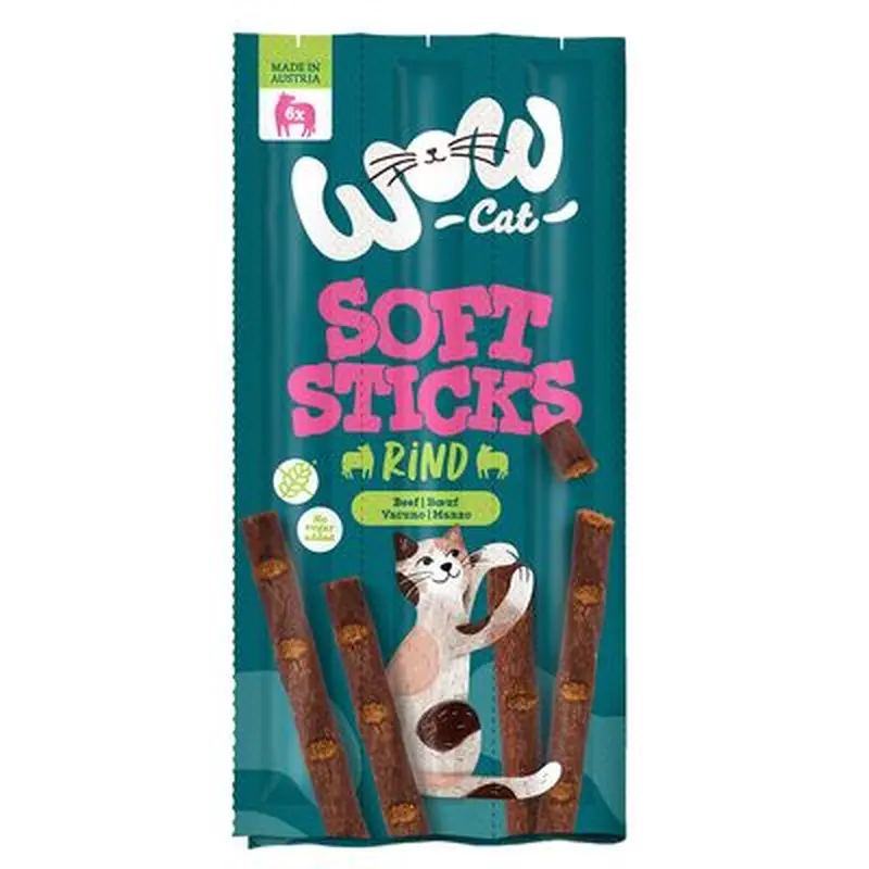 WOW Cat Soft Sticks 6 x 5g - Saver Pack: Beef (72 x 5g)