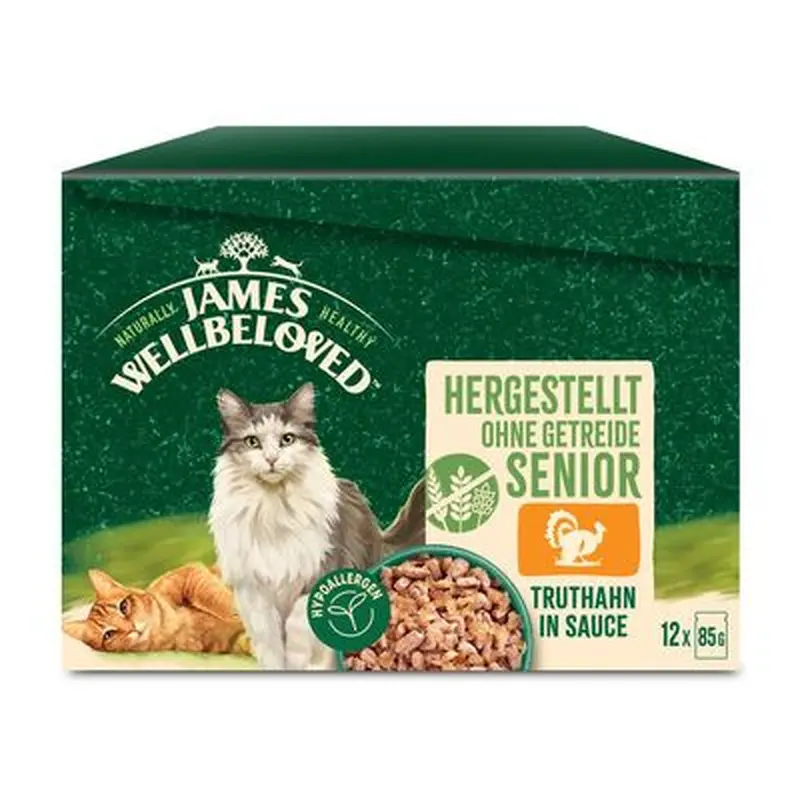 James Wellbeloved Grain-Free Senior Cat Hypoallergenic Turkey - 12 x 85g