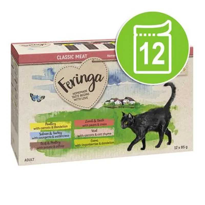 Feringa Classic Meat Menu Pouches 12 x 85g - Salmon & Turkey with Courgette