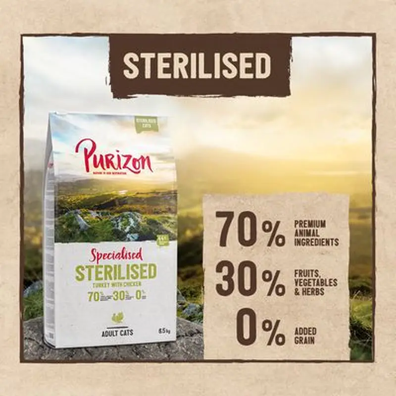 Purizon Adult Sterilised Grain-Free Turkey & Chicken - 6.5kg
