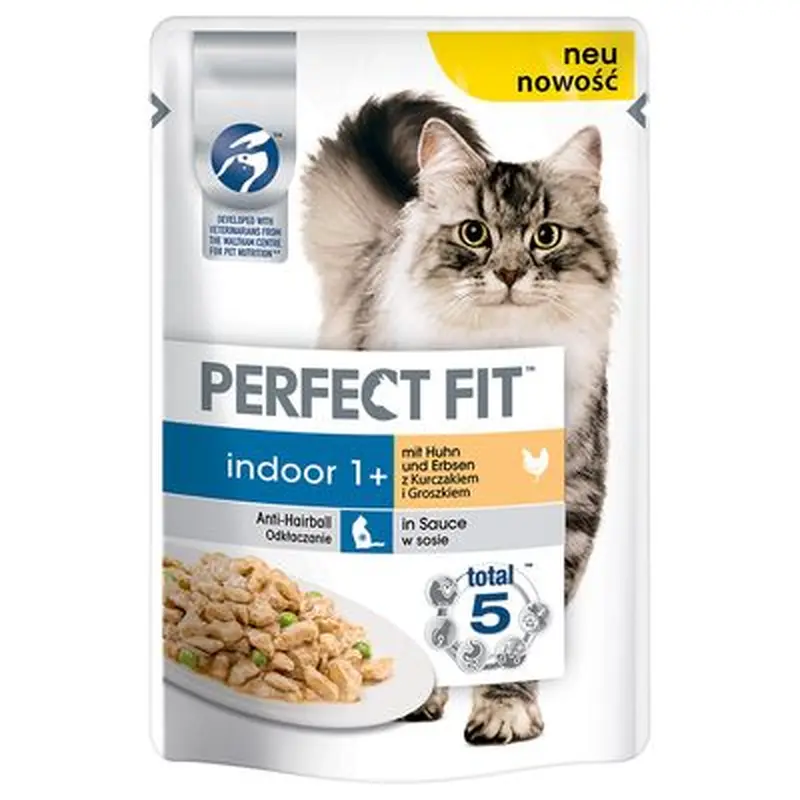 Perfect Fit Indoor 1+ Pouches - Saver Pack: Chicken & Peas (24 x 85g)
