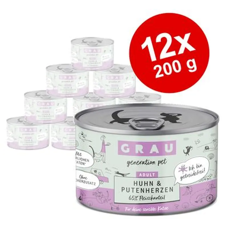 Saver Pack GRAU Adult grain-free 12 x 200 g - Mix (6 varieties)