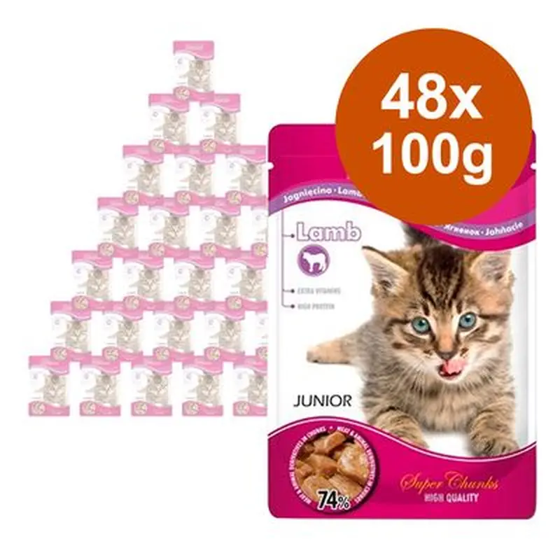 Super Benek Super Chunks Kitten Saver Pack 48 x 100g - Lamb in Sauce