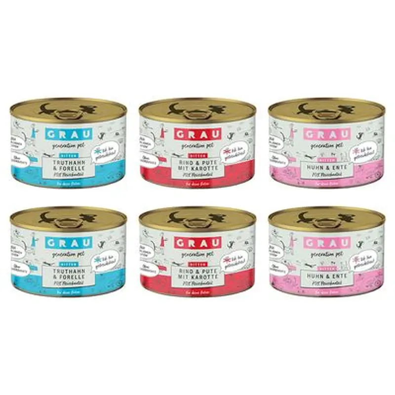 GRAU Gourmet Kitten Grain-Free Multipack - Saver Pack: 12 x 200g (3 Varieties)