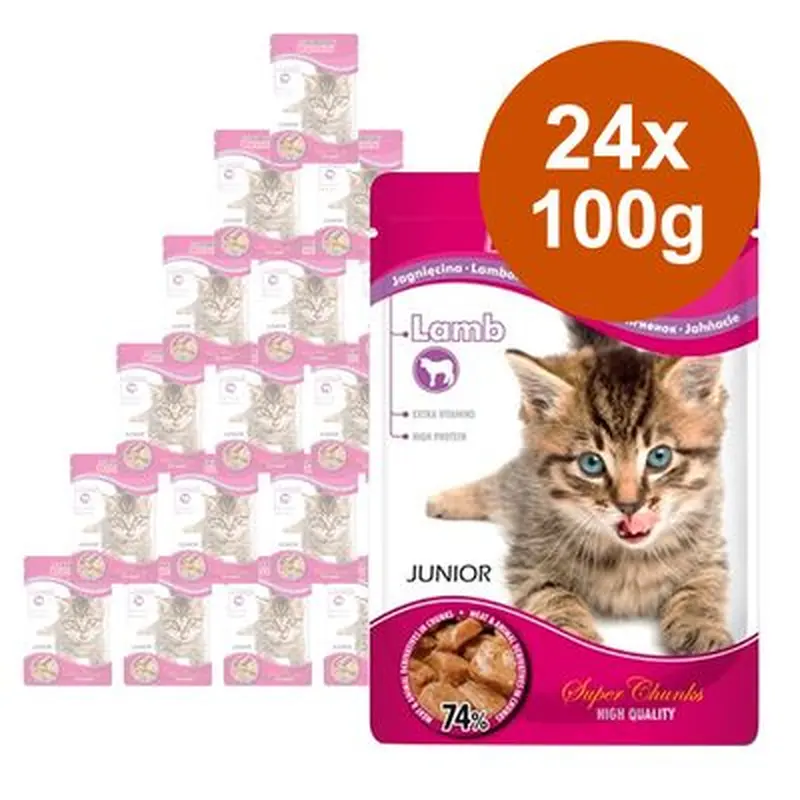 Super Benek Super Chunks Kitten 24 x 100g - Lamb in Sauce