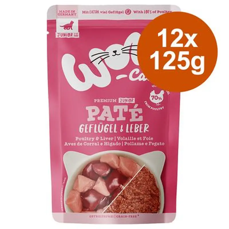 WOW Cat Junior Pat 12 x 125g - Poultry & Liver