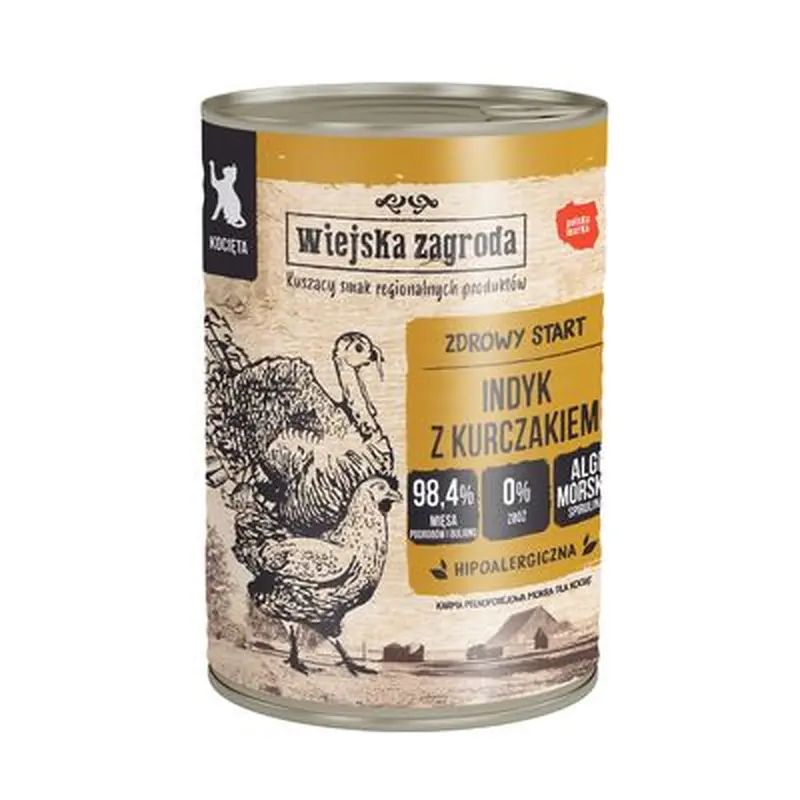 Wiejska Zagroda Cat 6 x 400g - Kitten Turkey with Chicken