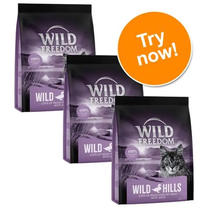 3 x 400g Wild Freedom Dry Cat Food - Try Now! - Adult "Wild Hills" Duck - Grain-Free (3 x 400g)