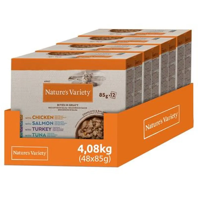 Nature's Variety Bites in Gravy Saver Pack 48 x 85g - Mixed Pack (4 Varieties)