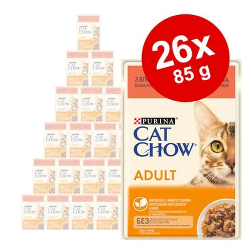 Cat Chow Adult 26 x 85g - Sensitive Salmon & Courgette