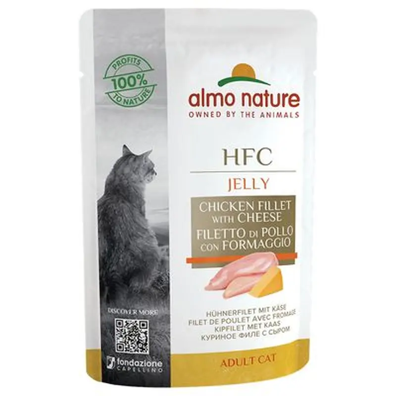 Almo Nature HFC Jelly Pouch Saver Pack 24 x 55g - Chicken Fillet with Cheese