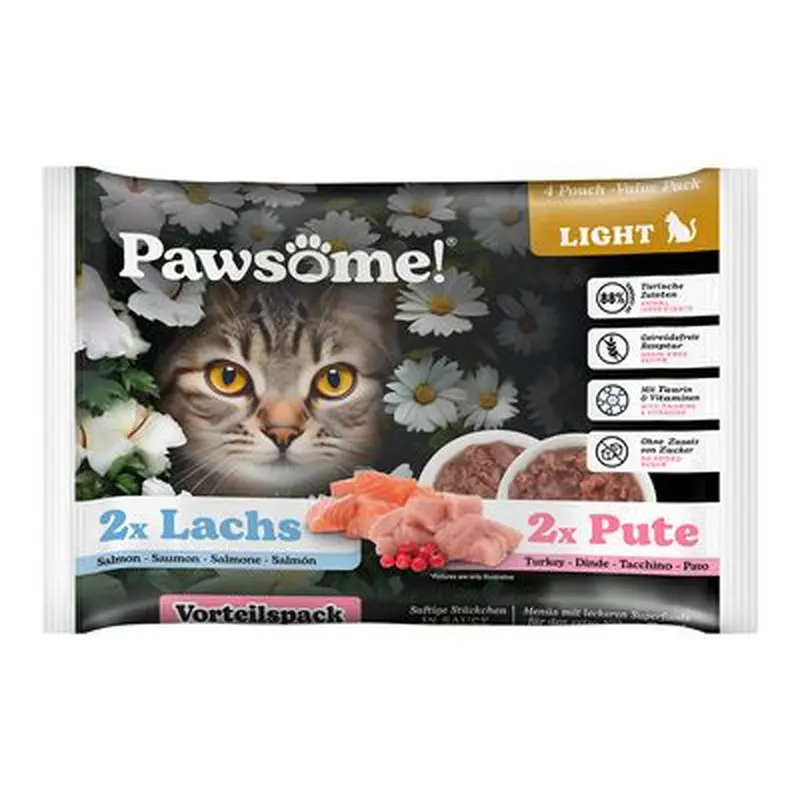 Pawsome Adult Light Saver Pack 8 x 85g - Turkey & Salmon