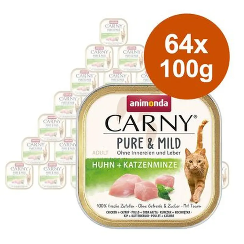 animonda Carny Adult Pure & Mild Saver Pack 64 x 100g - Chicken & Cheese