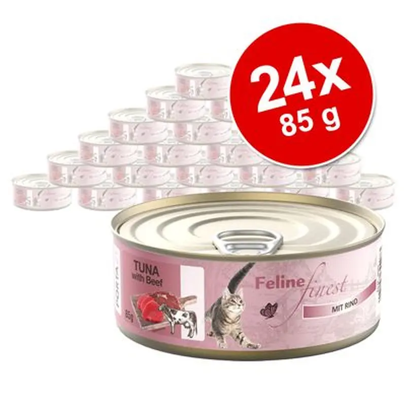 Economy Pack Feline Finest Cats Wet Food 24 x 85 g - Tuna with broadleaf