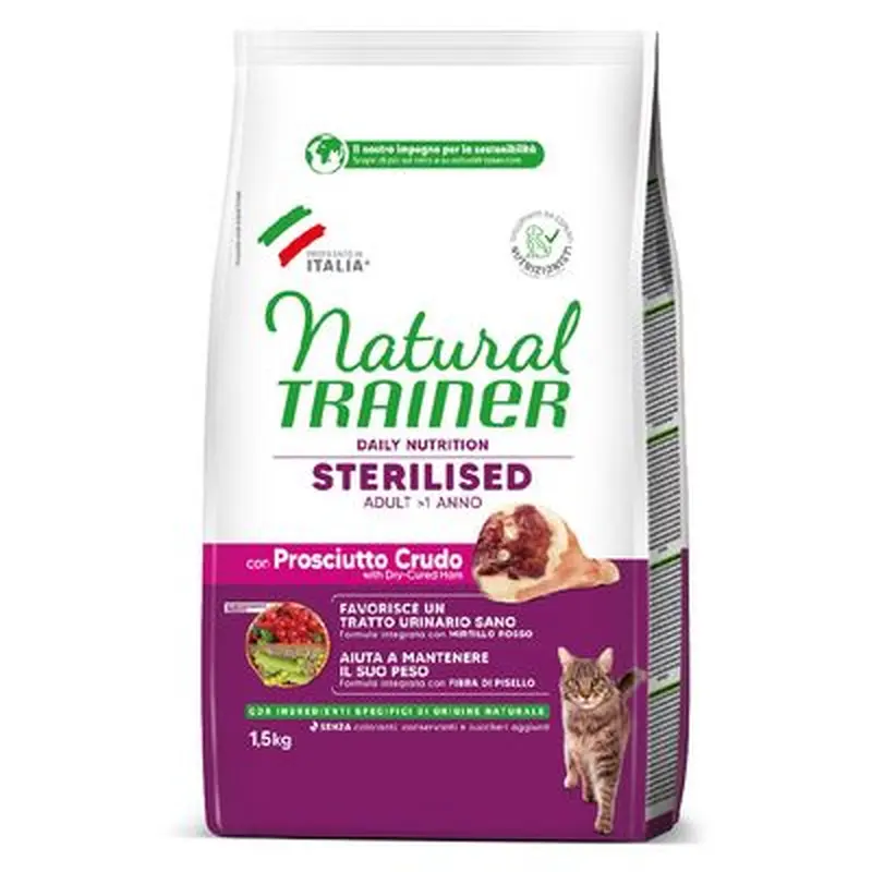 Natural Trainer Cat Sterilized with raw ham - Saver Pack: 2 x 1.5 kg