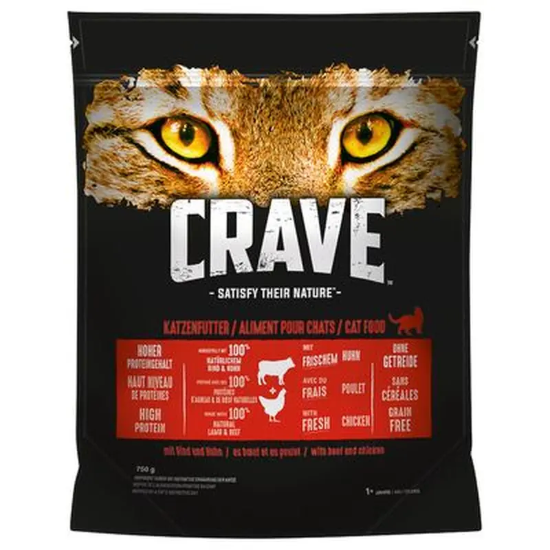 Crave Adult Beef & Chicken Dry Cat Food - 7kg