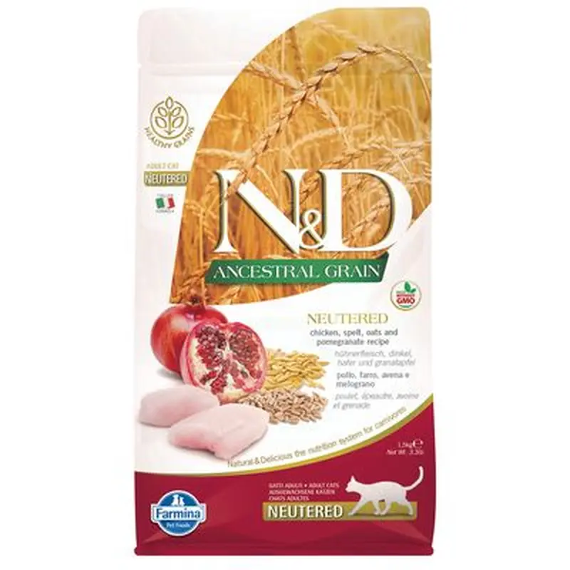 N&D Cat Ancestral Grain Chicken & Pomegranate Neutered - Economy package: 2 x 5 kg