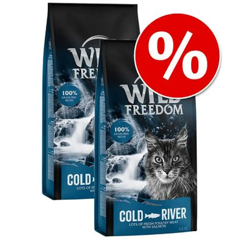 Wild Freedom Grain-Free Dry Cat Food Economy Pack 2 x 6.5kg - Adult "Cold River" - Salmon