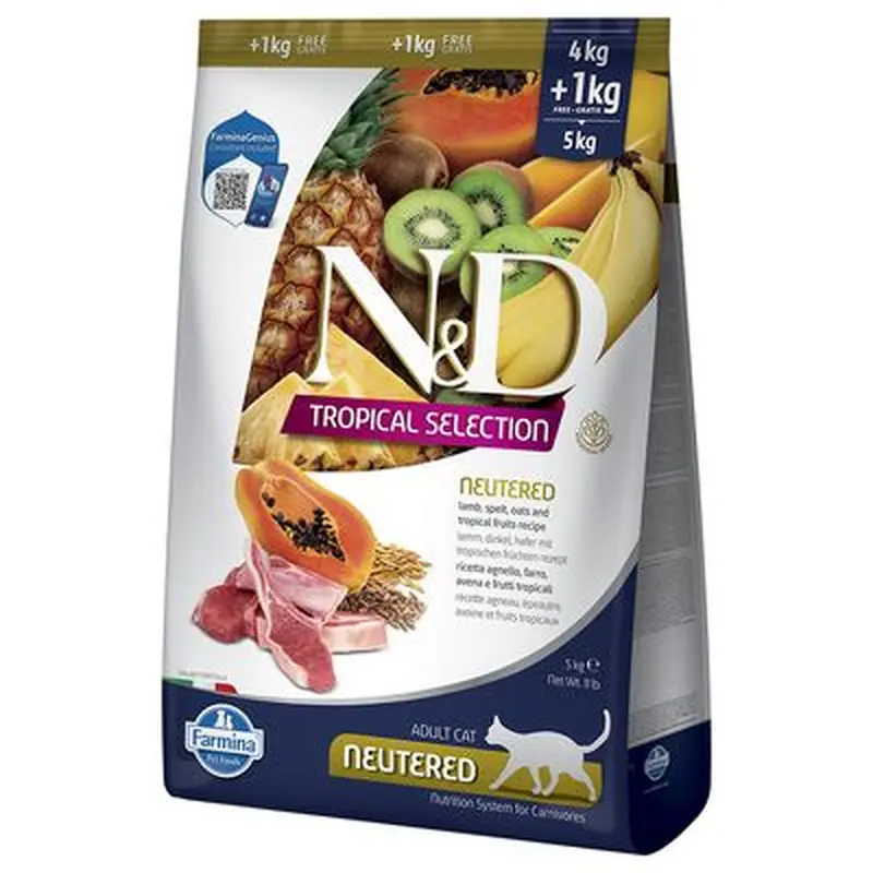 N&D Cat Tropical Selection Neutered with Lamb - 5kg (4kg + 1kg)
