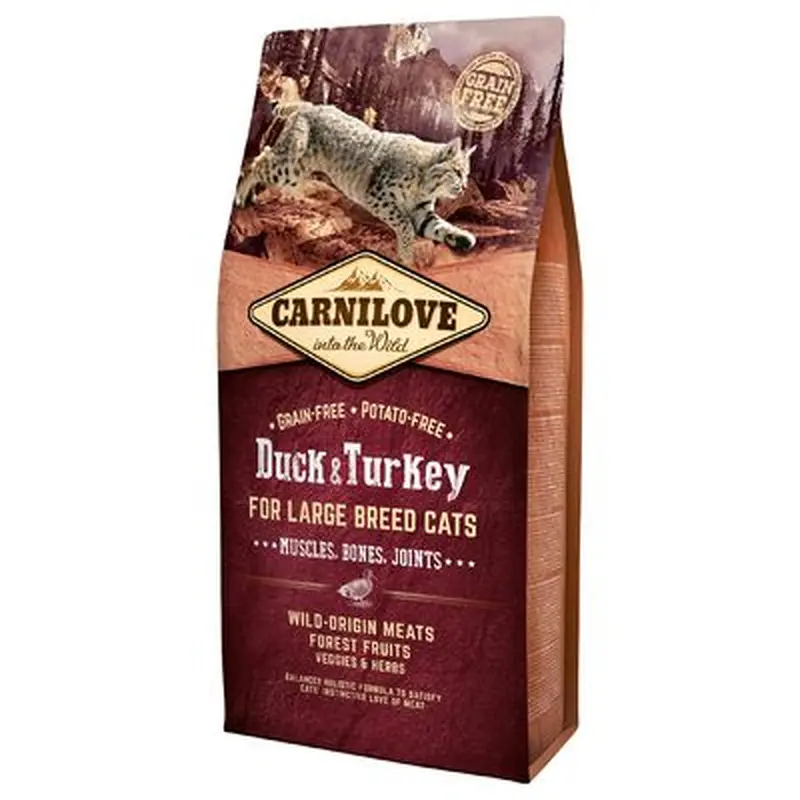 Carnilove Duck & Turkey for Large Breed Cats Muscles, Bones, Joints - 6 kg
