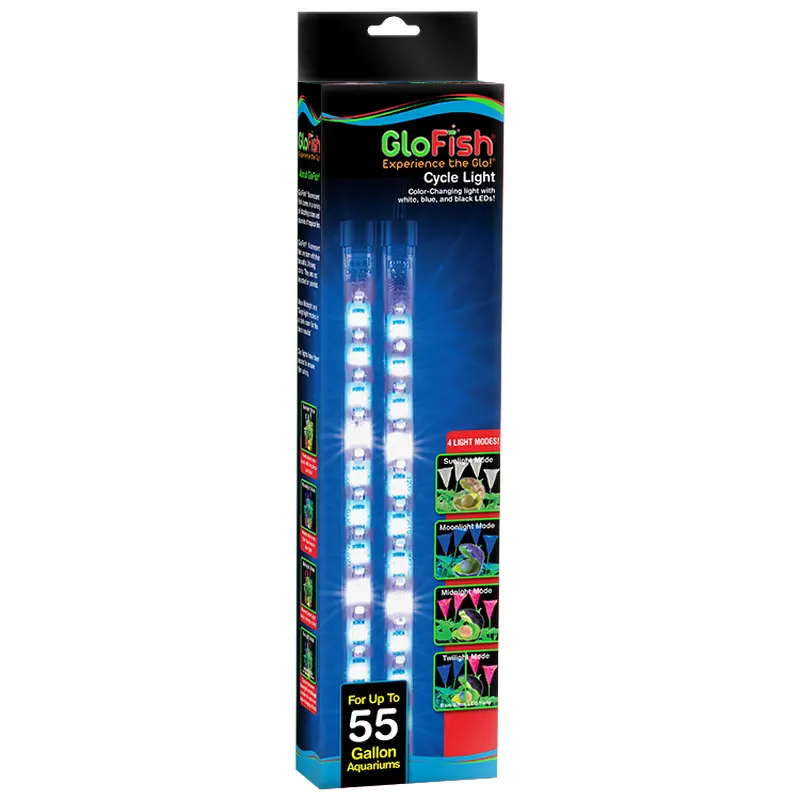 GloFish LED Cycle Light with 4 Light Modes Black 2 Inches X 10 Inches, 55 Gallon(D)