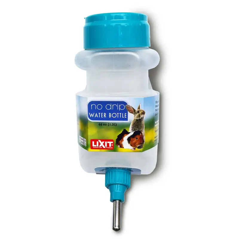 Lixit No Drip Top Fill Water Bottle Rabbit and Guinea Pig White, Clear 44 Ounces