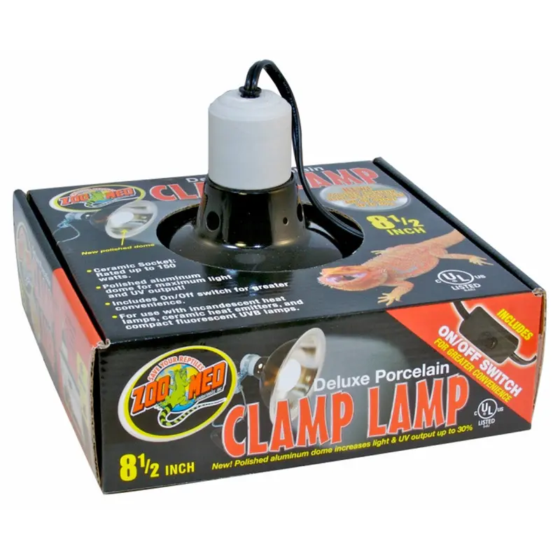 Zoo Med Deluxe Porcelain Clamp Lamp Fixture Black 8.5 in