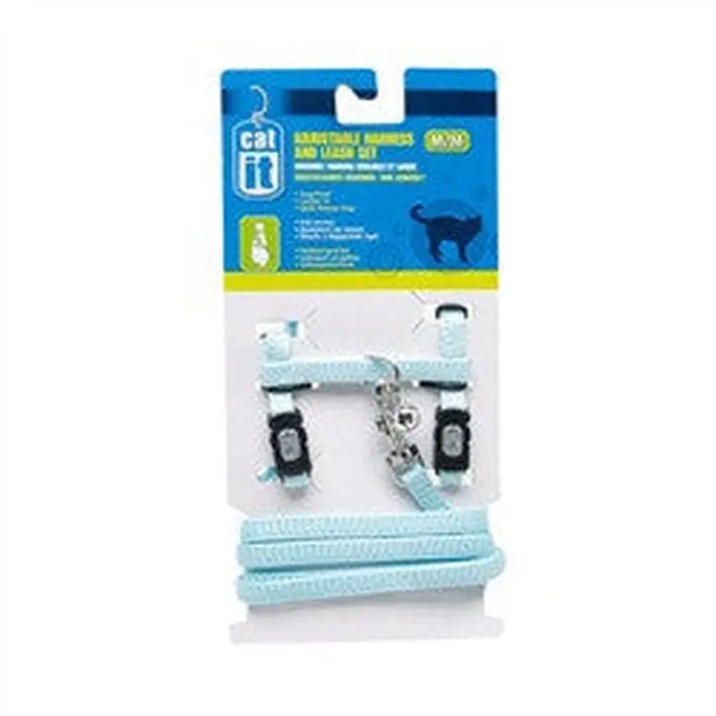 Hagen Catit Adjustable Harness And Leash Set Blue Medium 55374