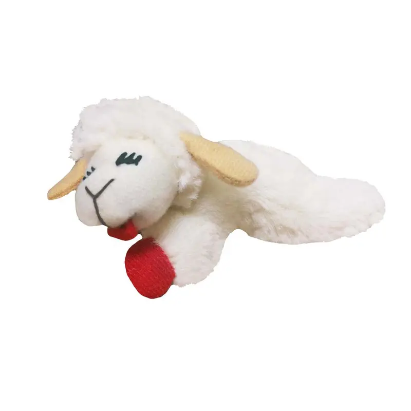 Multipet Lamb Chop Catnip Toy White/Red 4in SM