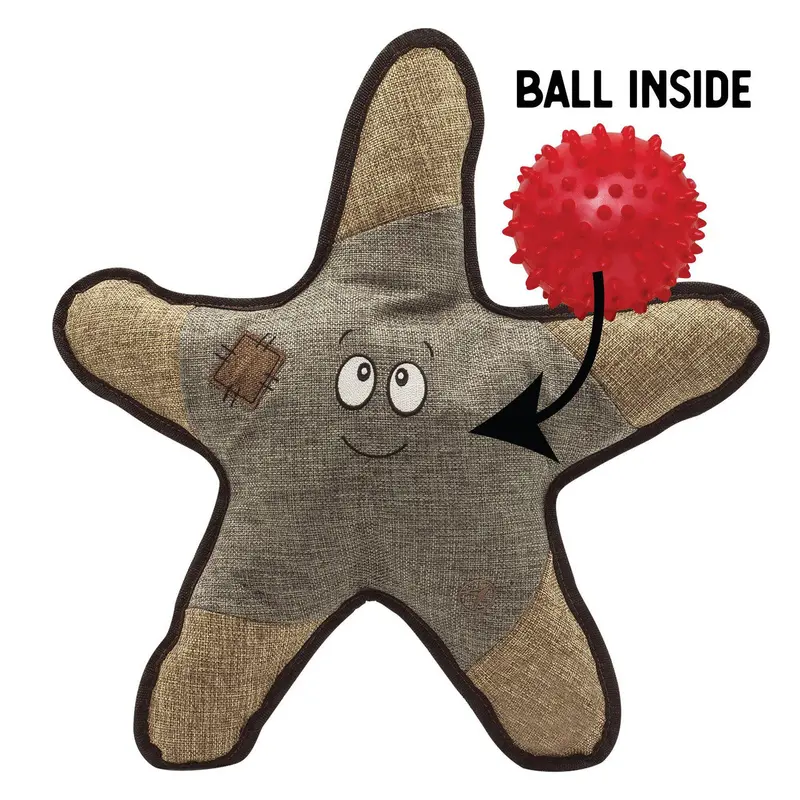 Snugarooz Sophie the Starfish w/Rubber Spikey Ball Grey Dog Toy-21" 